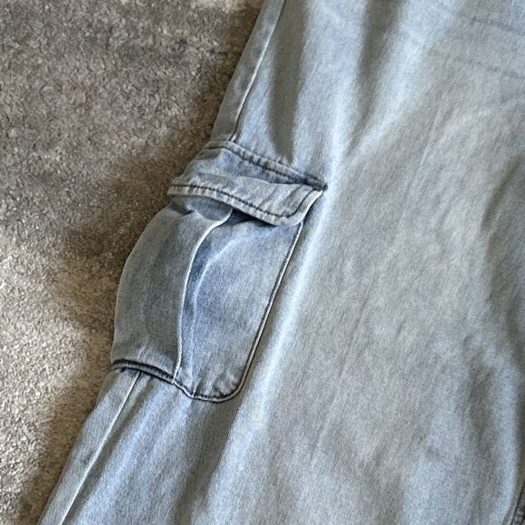 Oliver Logan Jeans Womens 35 Blue Wide Leg Cargo Madison High Rise Light Wash - Picture 3 of 11